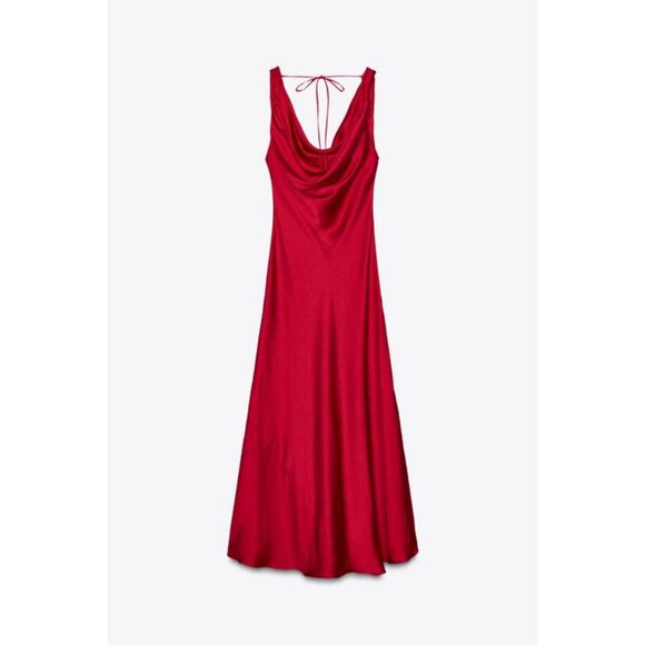 ZARA ZW COLLECTION SATIN LONG DRESS - Picture 8 of 9